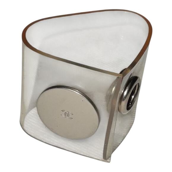 Chanel Scarf Ring Clear Plastic With Silver tone hardware - Picture 4 of 11